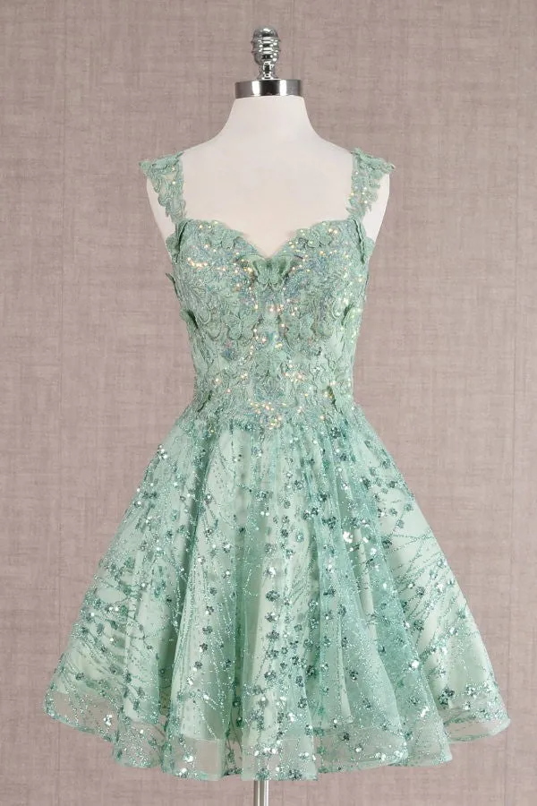3D Butterfly Applique Glitter Sequin Cocktail Dres