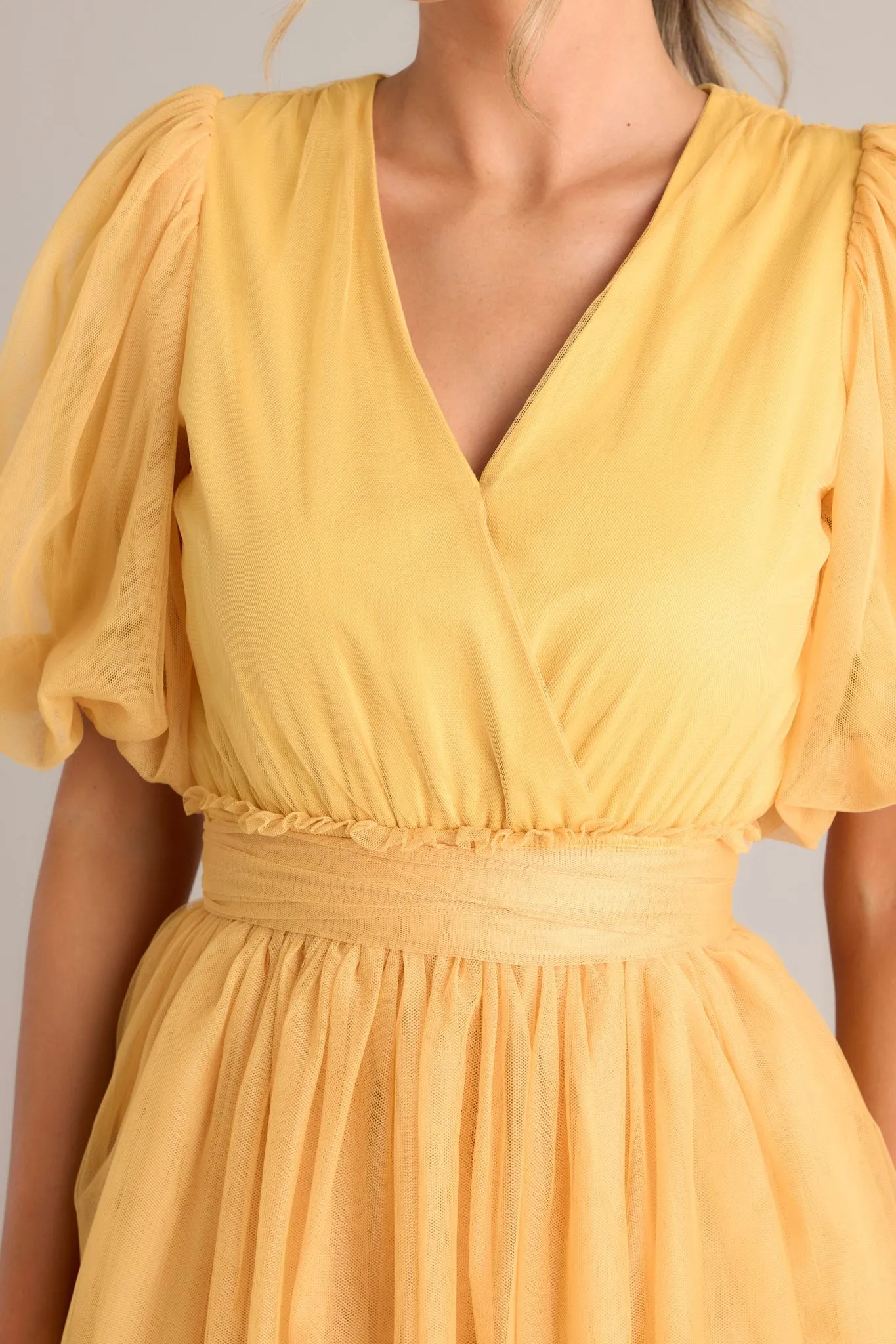A Beautiful Feeling Yellow Tiered Tulle Maxi Dress
