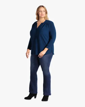 Alma Three-Quarter Sleeve Knit Blouse | Teal