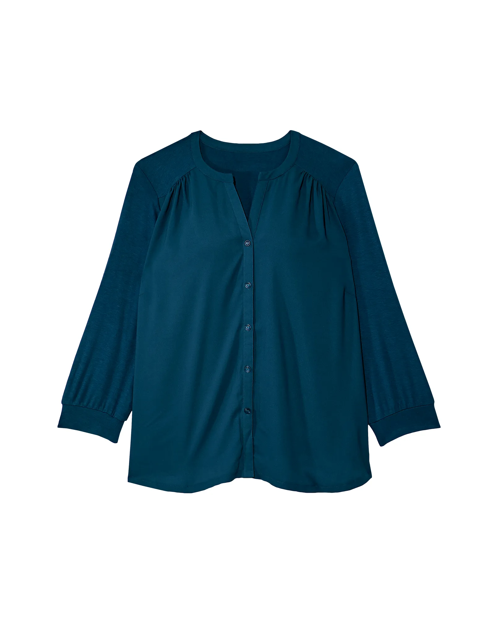 Alma Three-Quarter Sleeve Knit Blouse | Teal