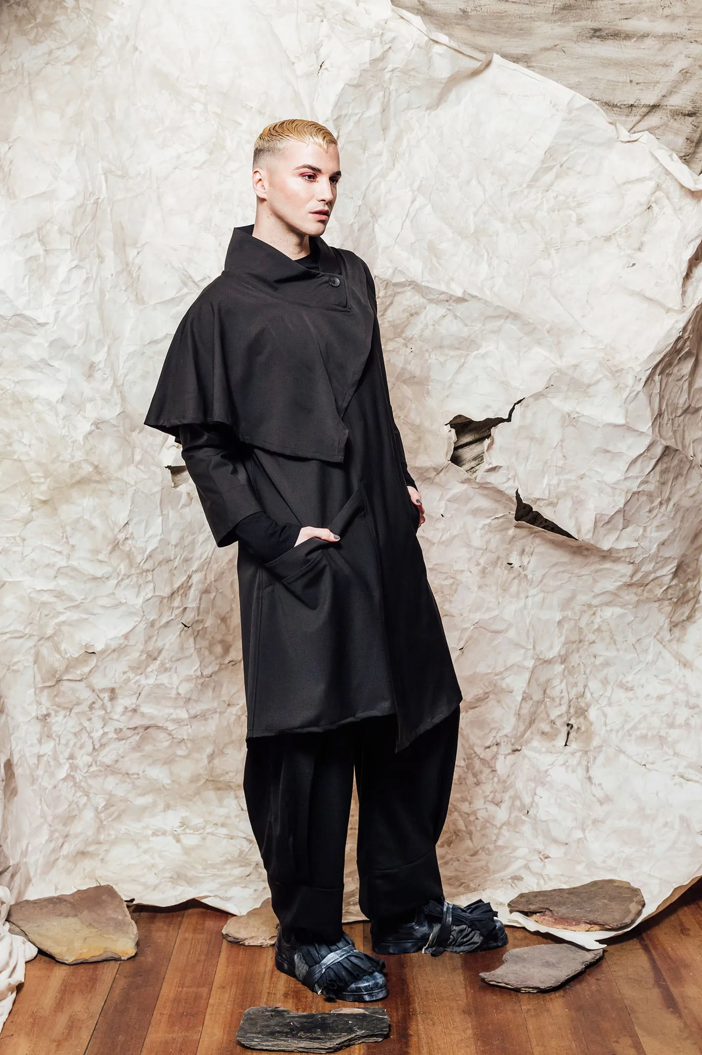 AW22 CLARICE SCARF TUNIC DRESS - OBSIDIAN