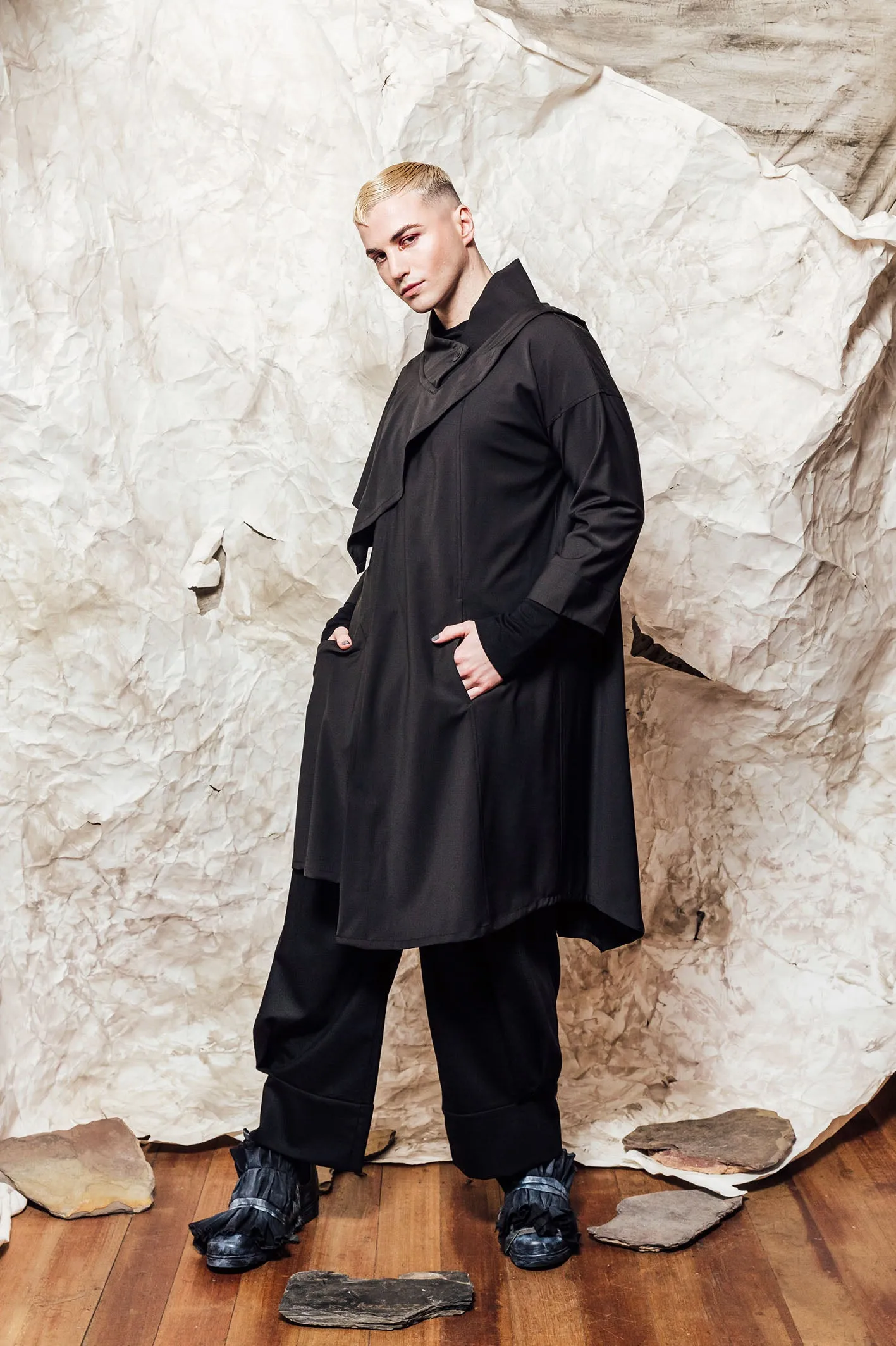 AW22 CLARICE SCARF TUNIC DRESS - OBSIDIAN