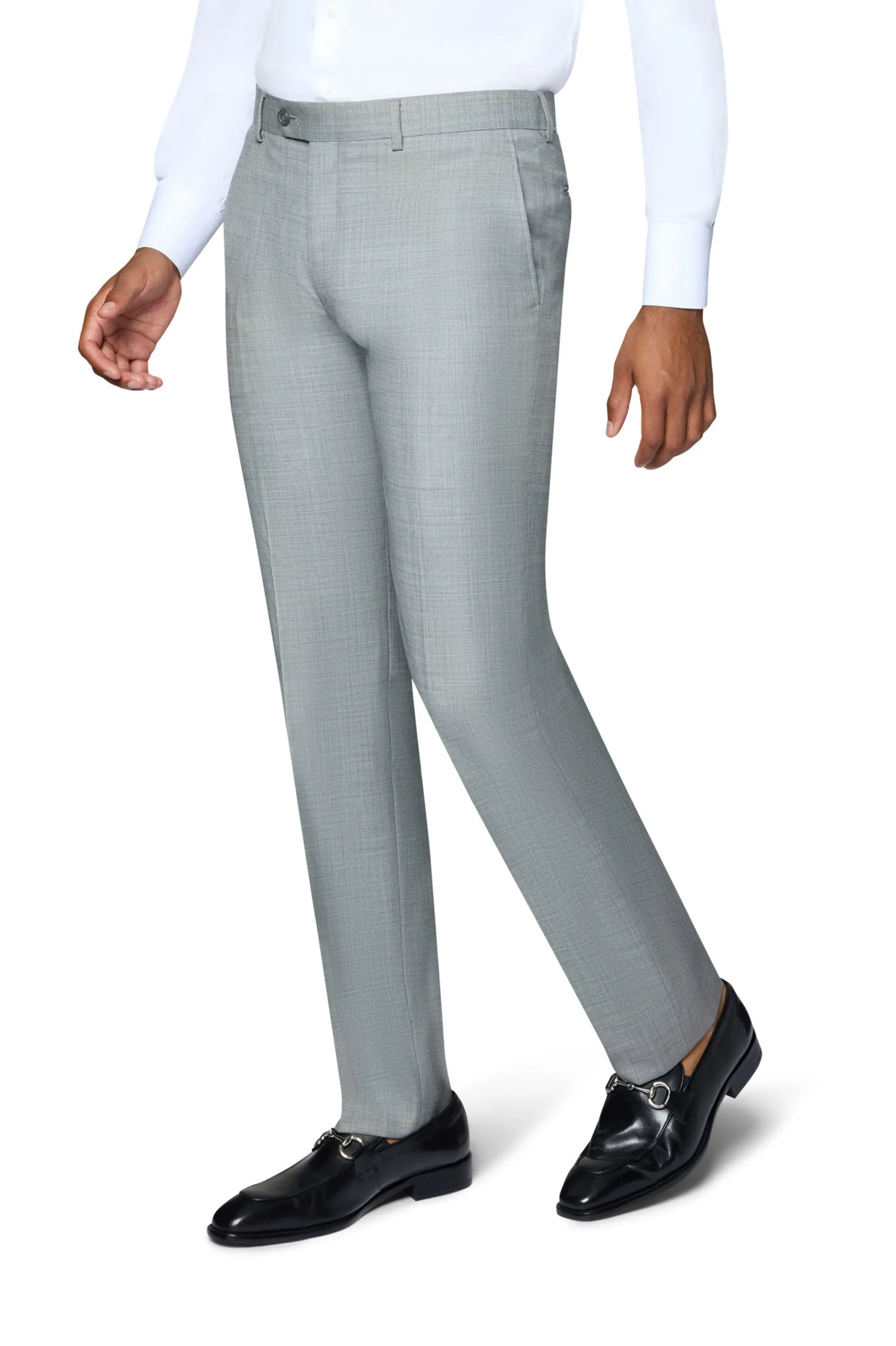 Bergamo Elegant 10015-210 Sharkskin Wool Suit - Grey