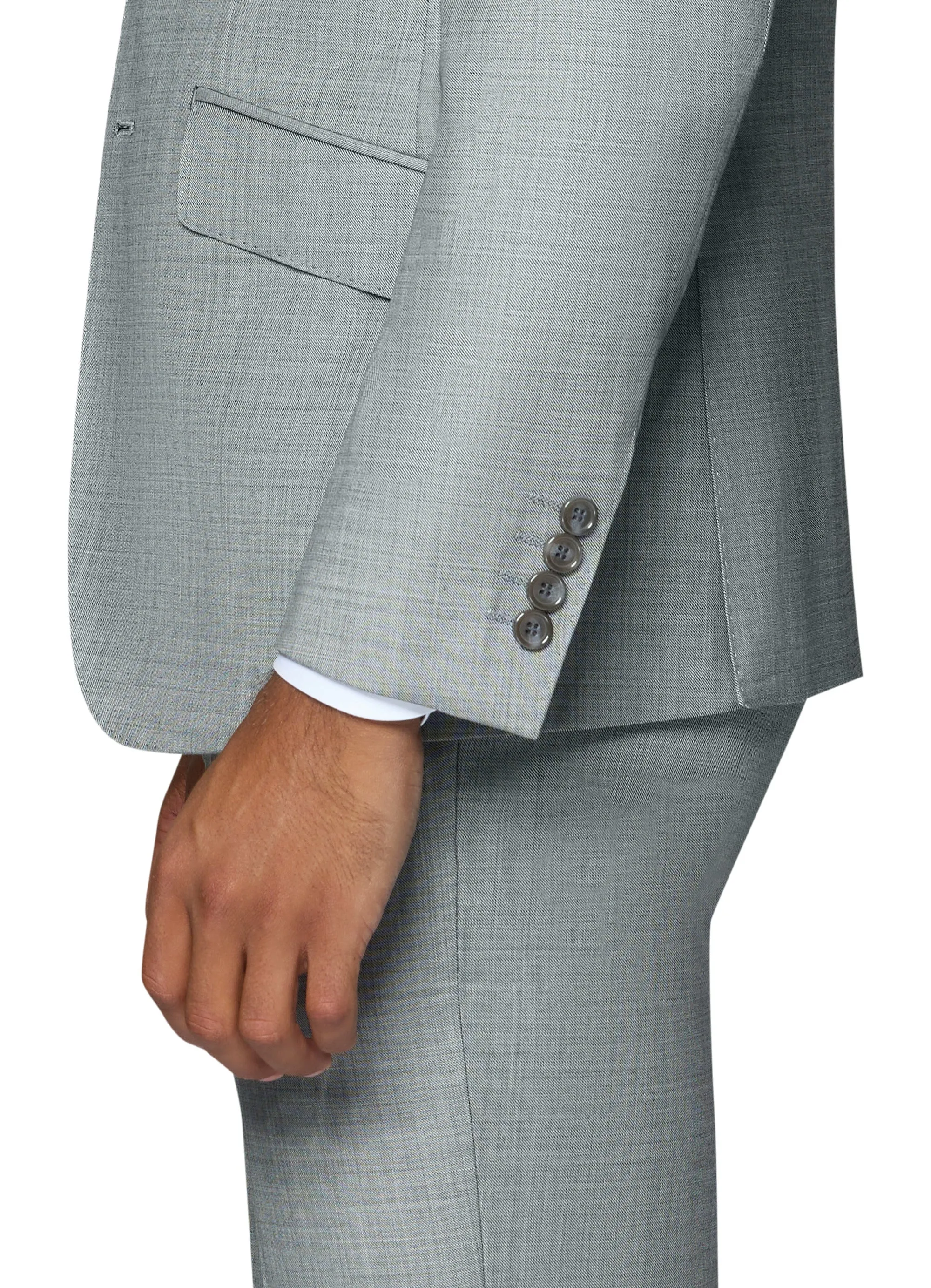 Bergamo Elegant 10015-210 Sharkskin Wool Suit - Grey