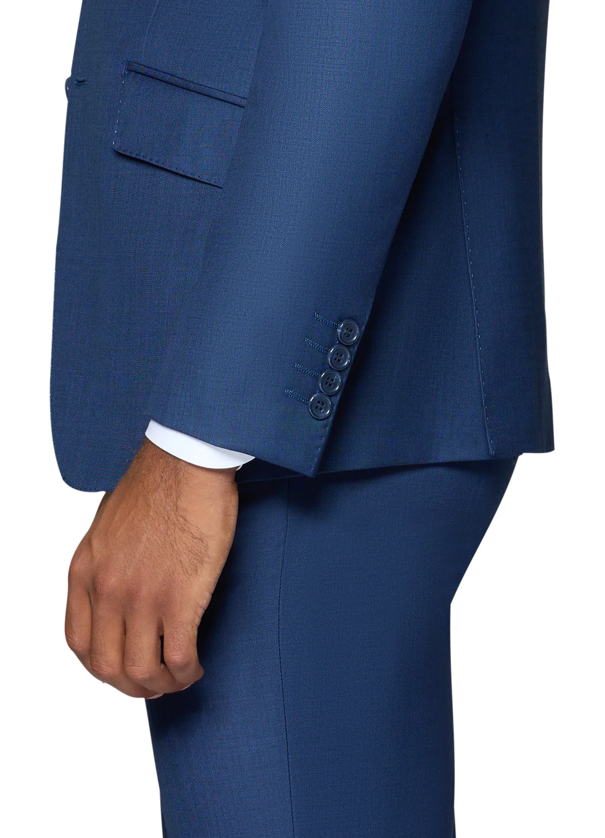 Bergamo Elegant 10015-210 Sharkskin Wool Suit - New Blue