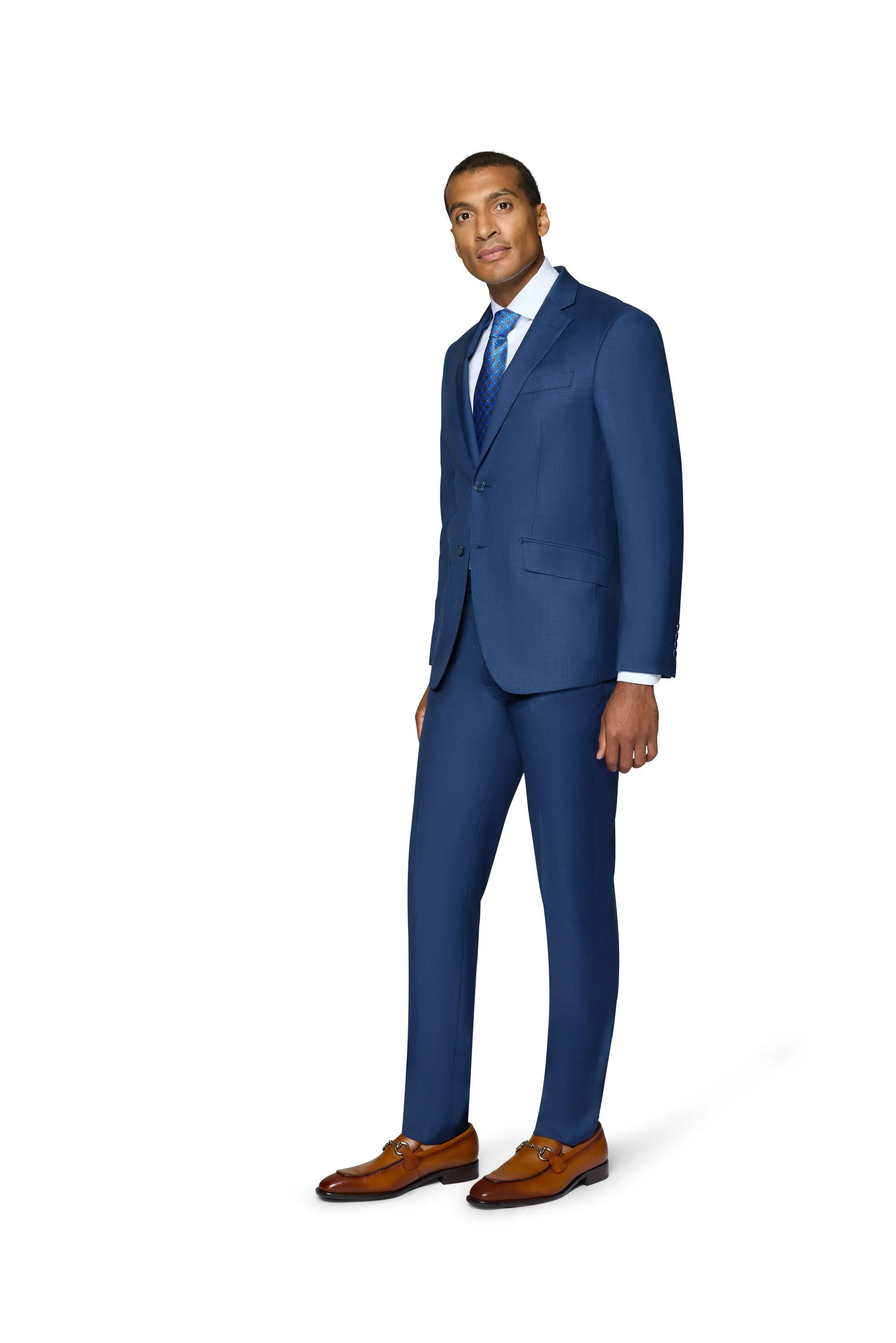 Bergamo Elegant 10015-210 Sharkskin Wool Suit - New Blue