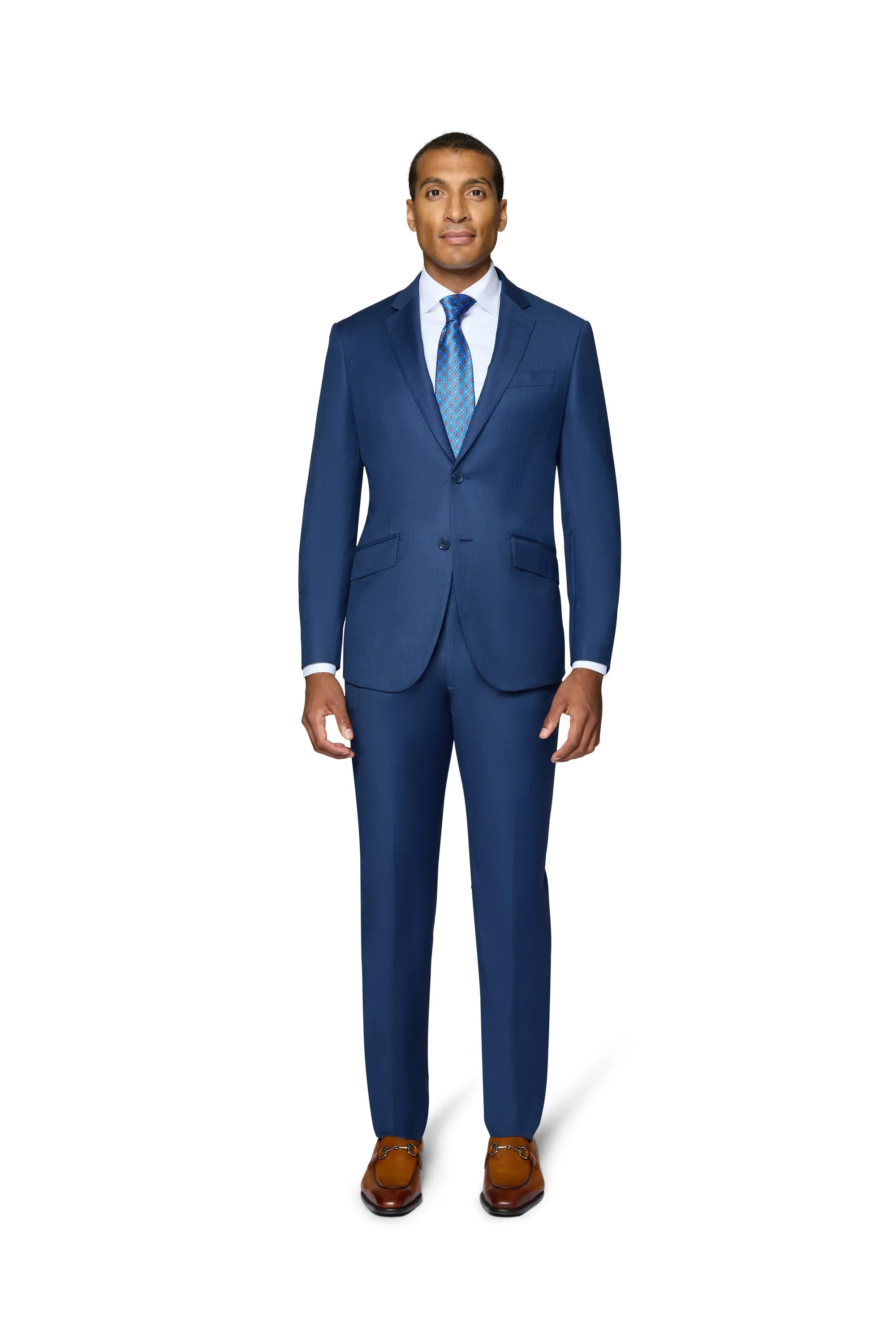 Bergamo Elegant 10015-210 Sharkskin Wool Suit - New Blue