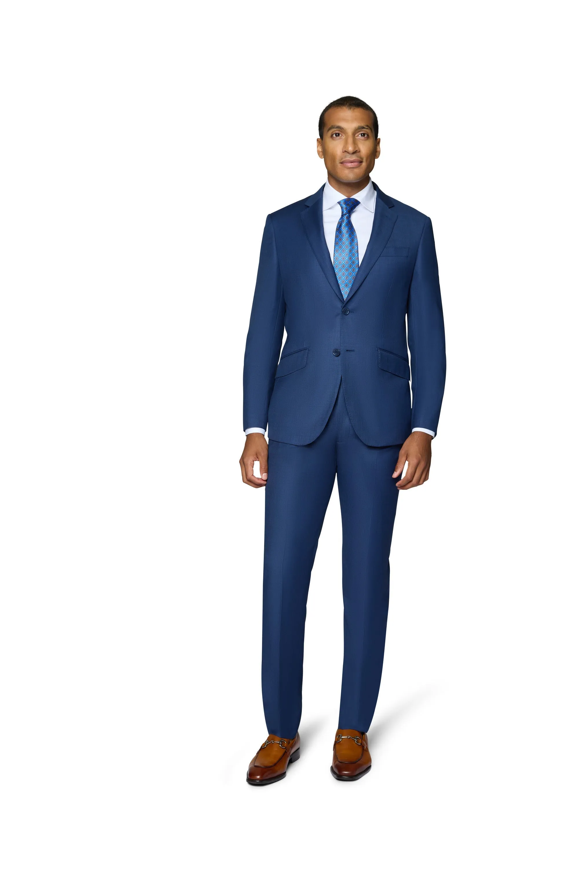 Bergamo Elegant 10015-210 Sharkskin Wool Suit - New Blue