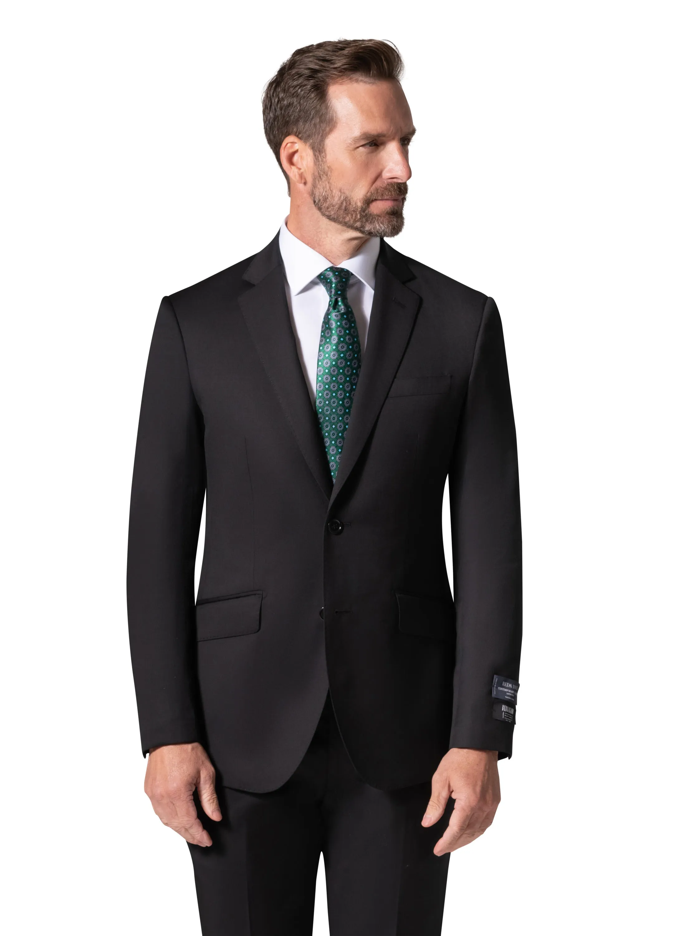 Bergamo Elegant - Reda | Modern Fit 2-Piece Solid Suit - Black