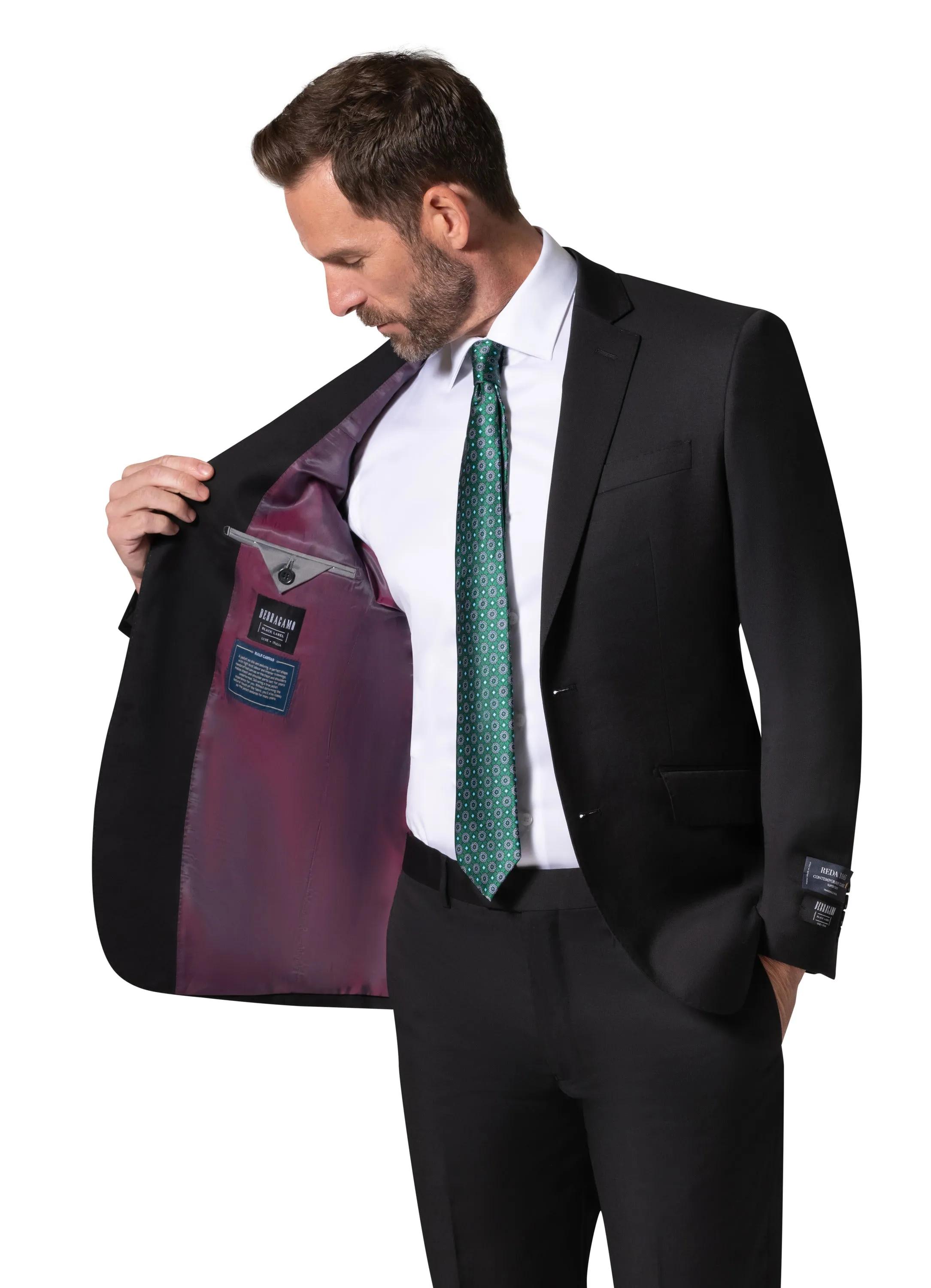 Bergamo Elegant - Reda | Modern Fit 2-Piece Solid Suit - Black