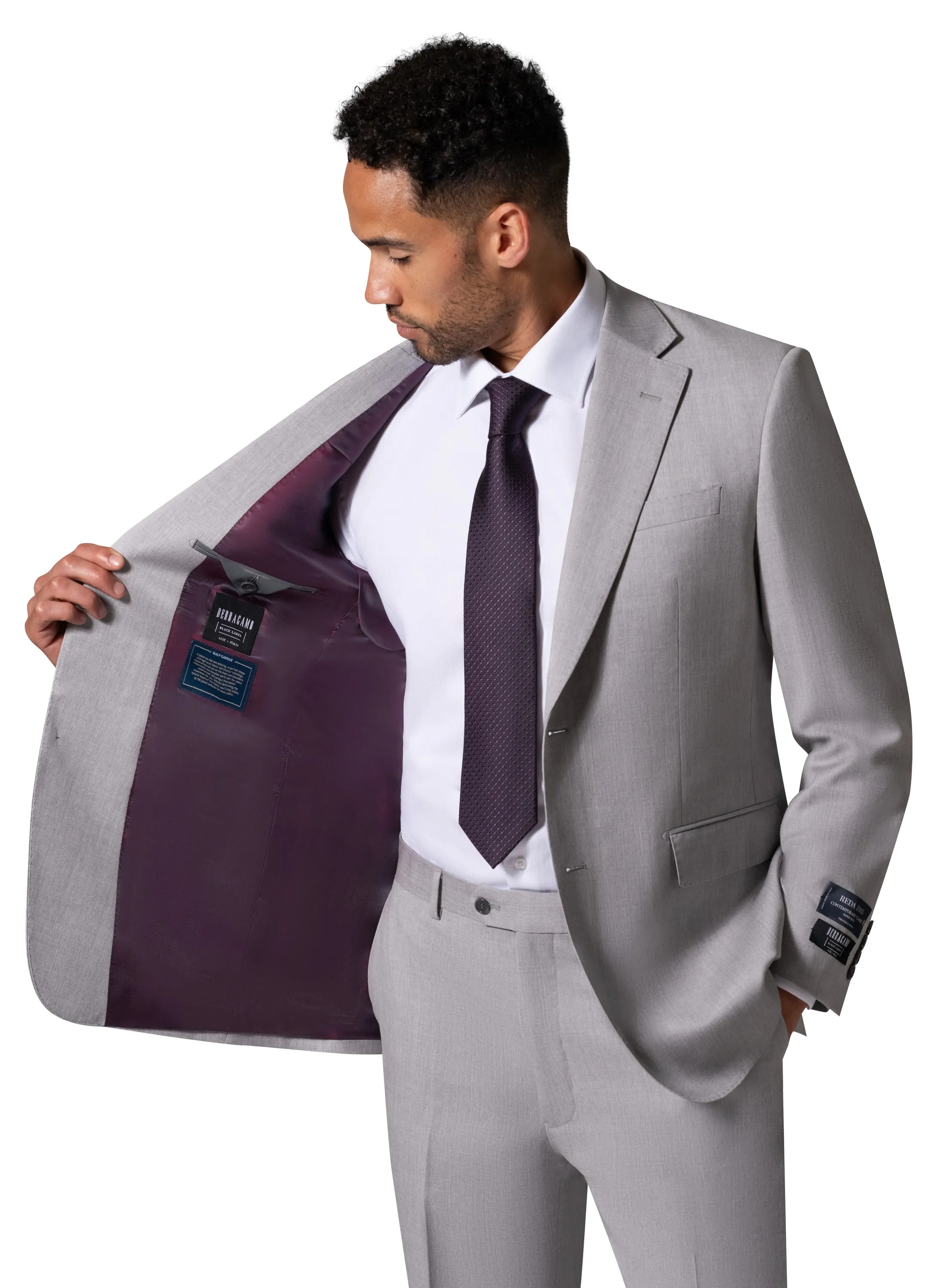 Bergamo Elegant - Reda | Modern Fit 2-Piece Solid Suit - Light Grey