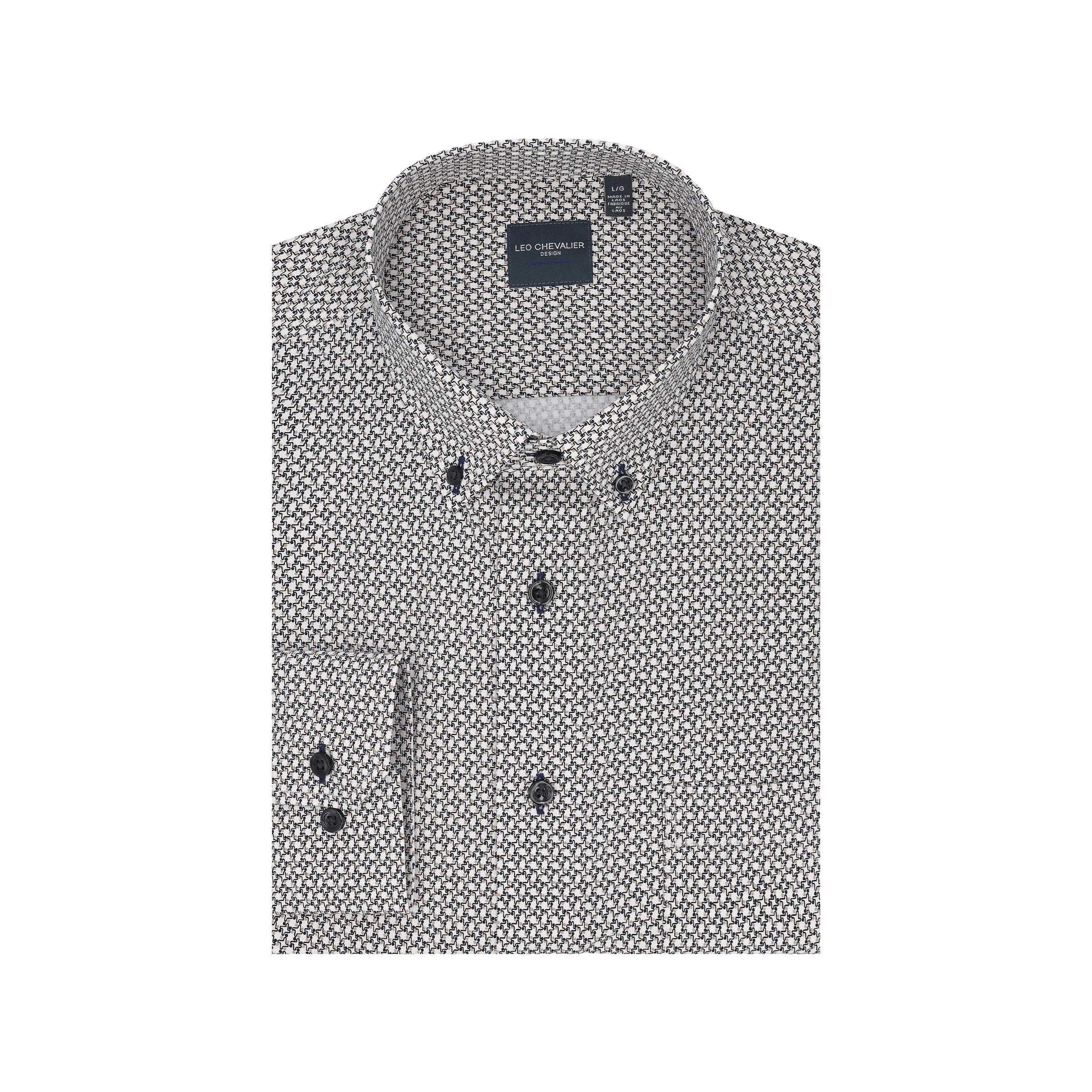 Black and White Printed Knit Shirt