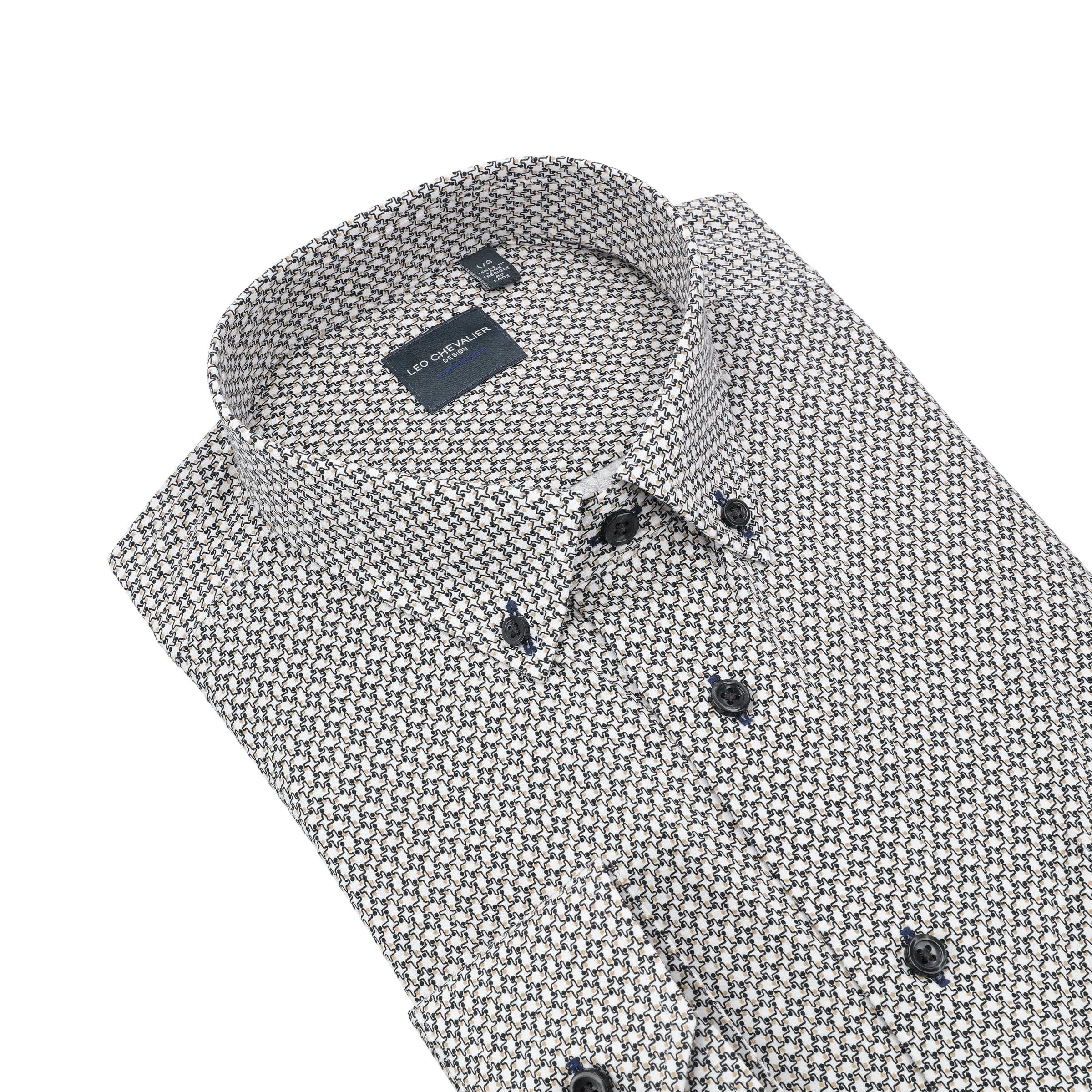 Black and White Printed Knit Shirt