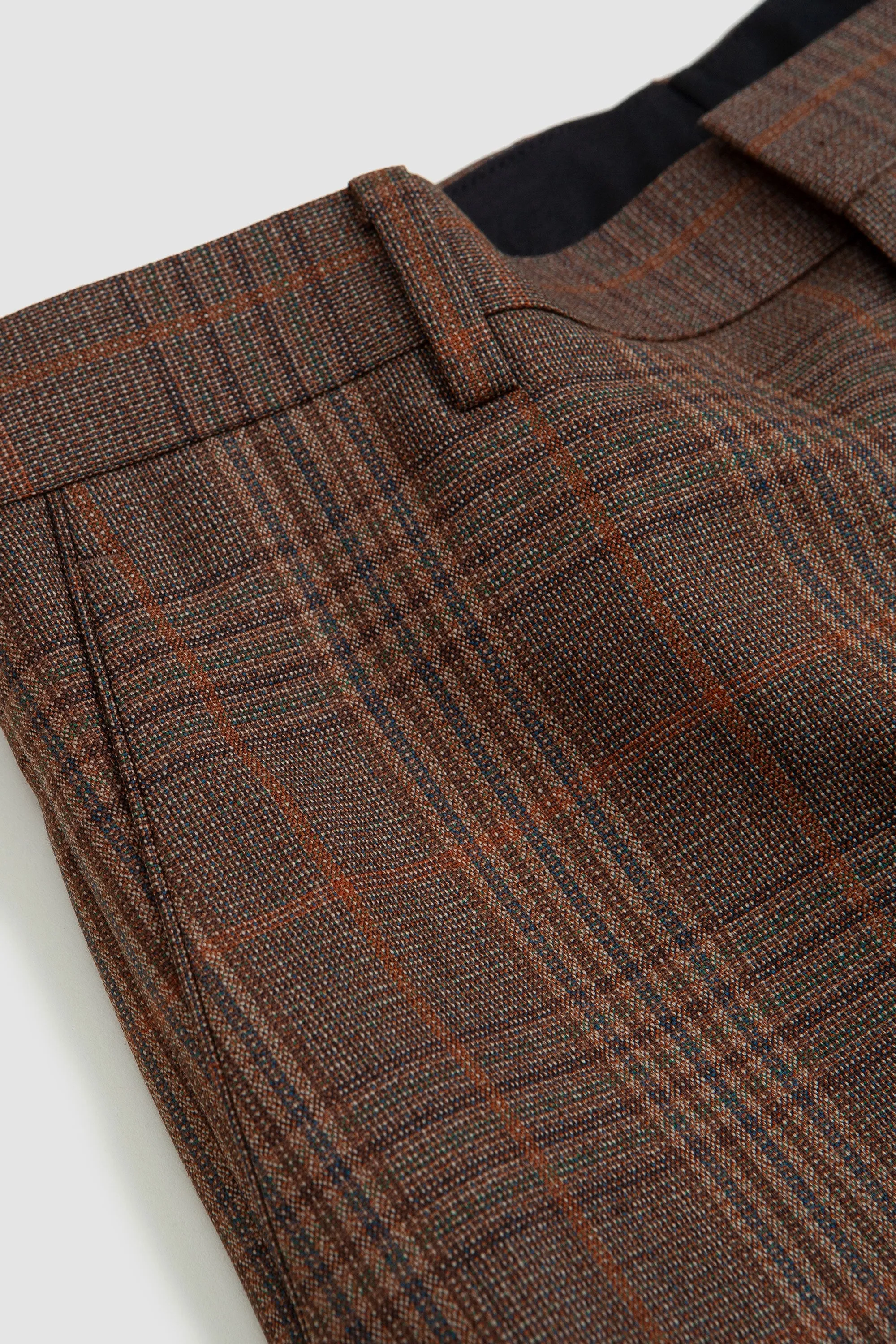 Bluefaced Wool Check Slacks Brown