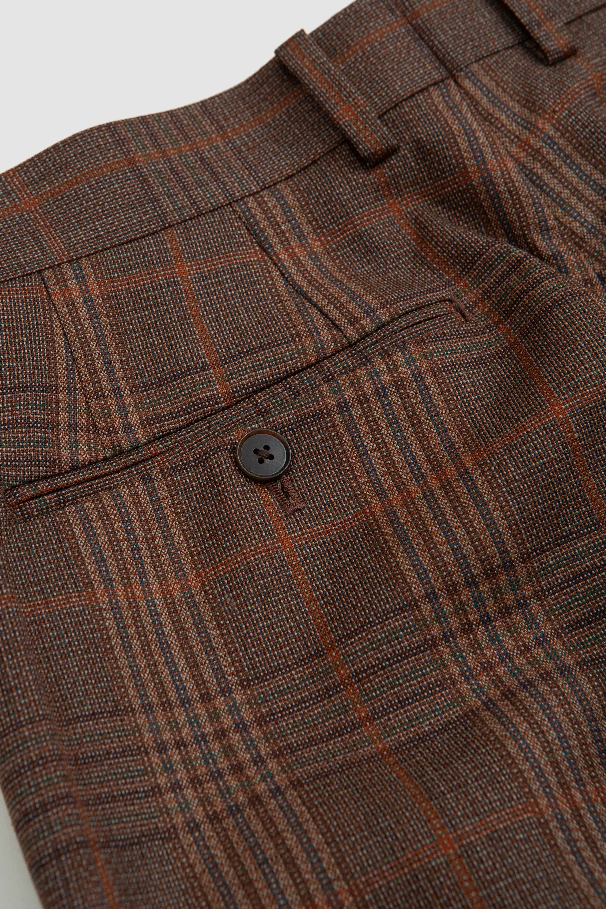 Bluefaced Wool Check Slacks Brown