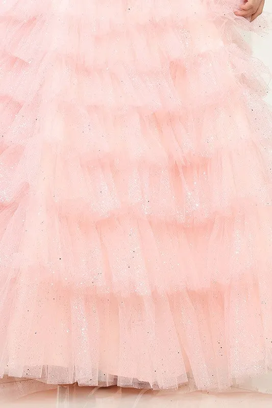 Blush Sleeveless/Strapless Sweetheart Illusion Top Ruffl