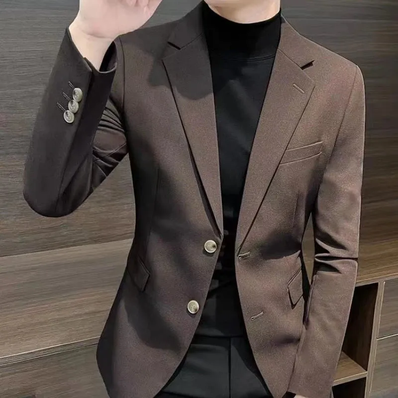 Bonsir Business Blazer Single Breasted Coat Spring Autumn Men's Suit Dress Jackets Handsome Trendy 2024 Korean Style Clothes Loose