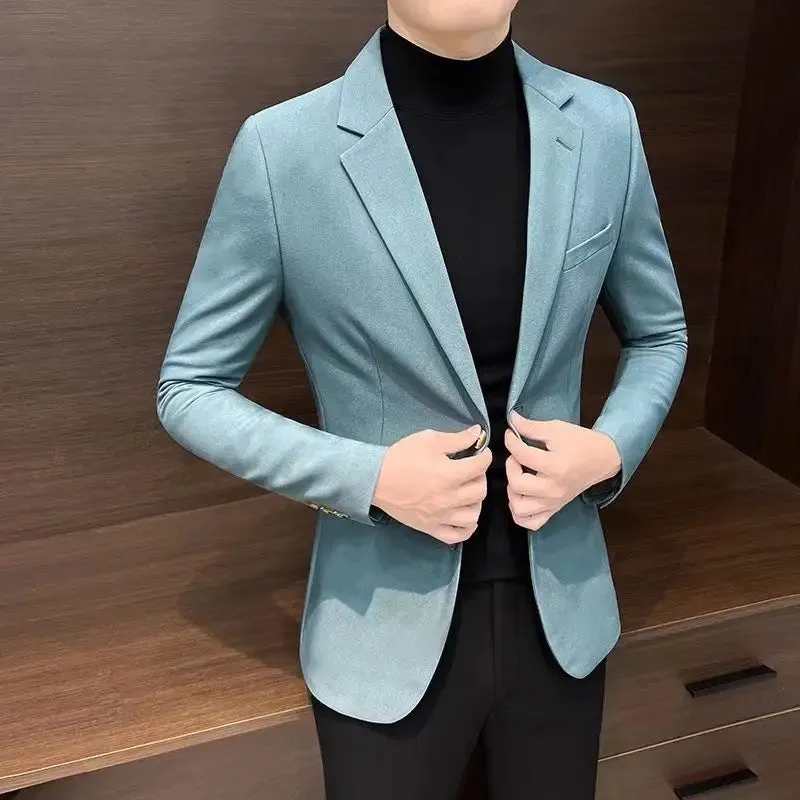 Bonsir Business Blazer Single Breasted Coat Spring Autumn Men's Suit Dress Jackets Handsome Trendy 2024 Korean Style Clothes Loose