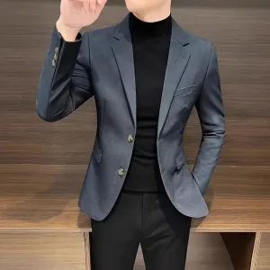 Bonsir Business Blazer Single Breasted Coat Spring Autumn Men's Suit Dress Jackets Handsome Trendy 2024 Korean Style Clothes Loose