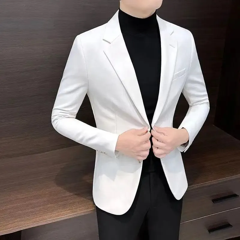 Bonsir Business Blazer Single Breasted Coat Spring Autumn Men's Suit Dress Jackets Handsome Trendy 2024 Korean Style Clothes Loose
