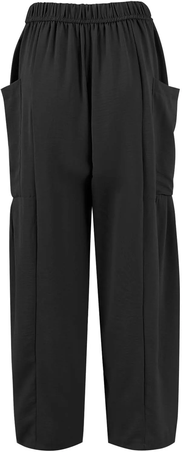 Casual Pants for Women Summer Wide Leg High Waisted Casual Boho Pants Trendy Beach Palazzo Harem Clothes with Pockets