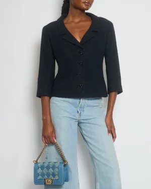 Chanel 01/p Navy Tweed Single Breasted Jacket Size Fr 42 (uk 14)