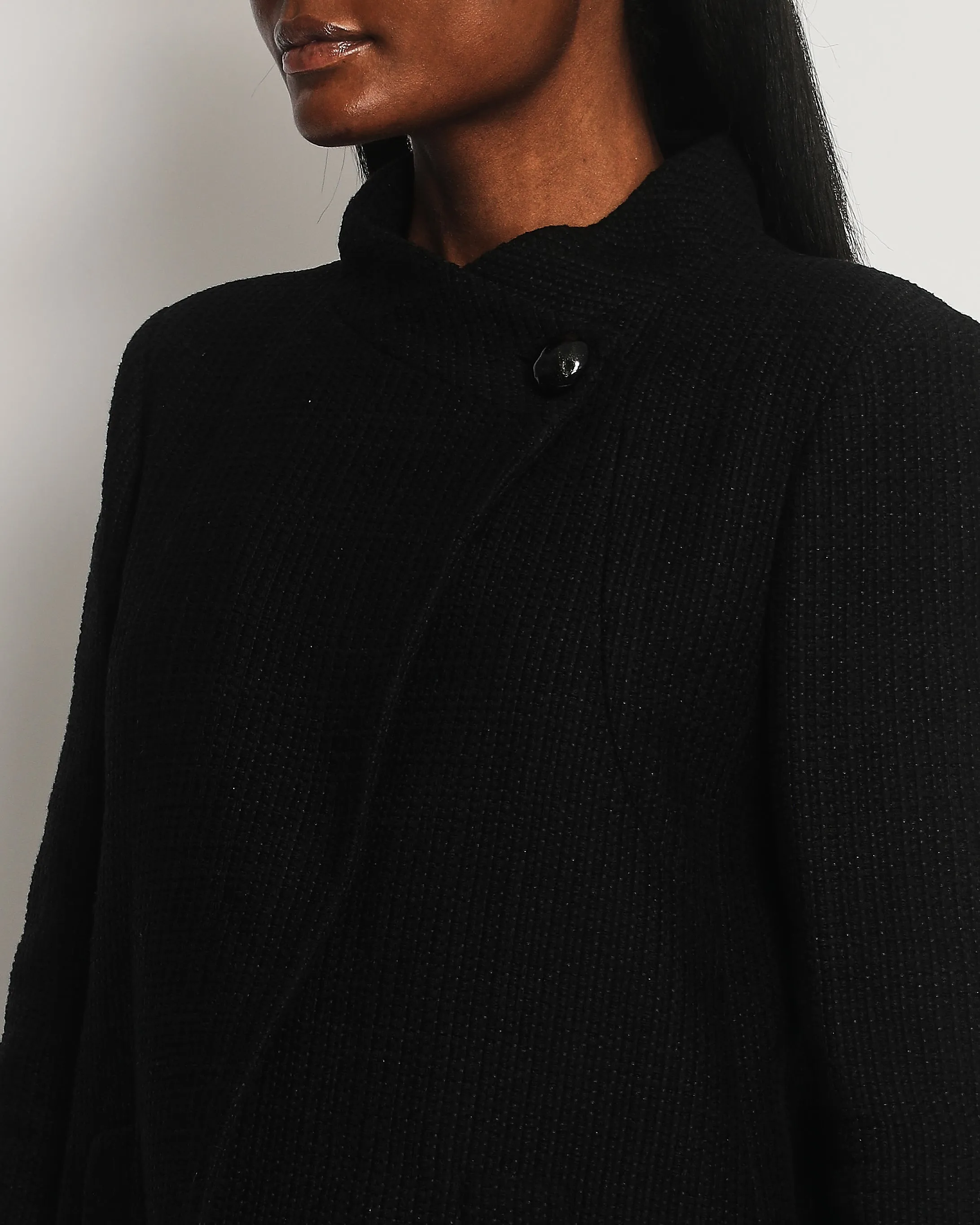 Chanel Black Tweed Long Sleeve Jacket With Button Detail Size Fr 44 (uk 16)