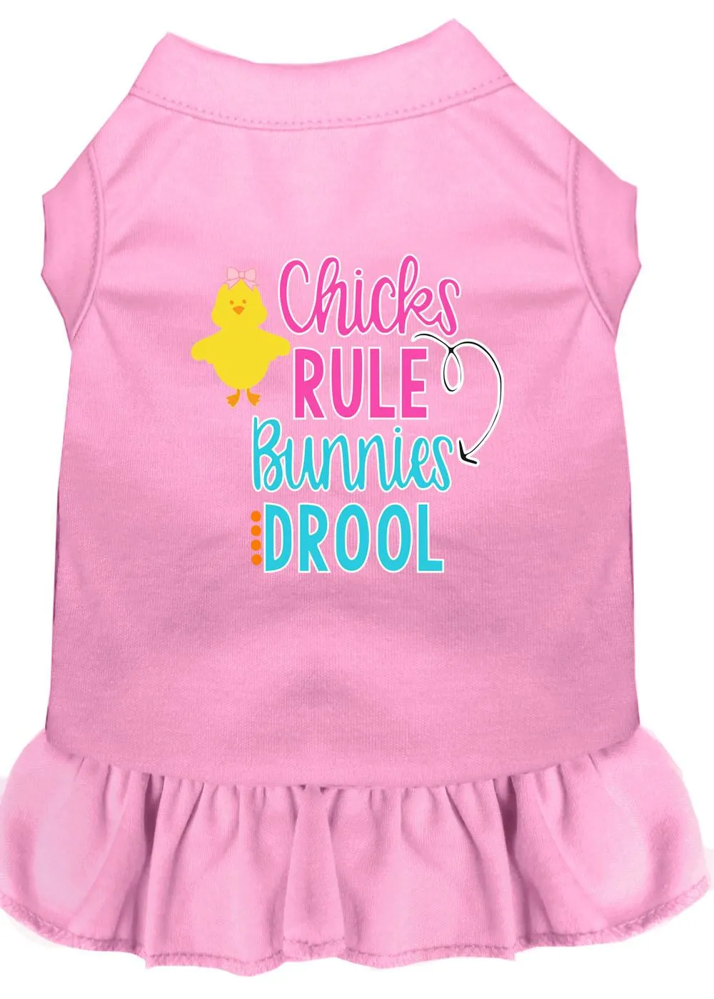 Chicks Rule Screen Print Dog Dress Light Pink Med (12)