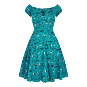 Collectif Vintage Women's Flared Mini Dolores 50s Car Print Doll Dress