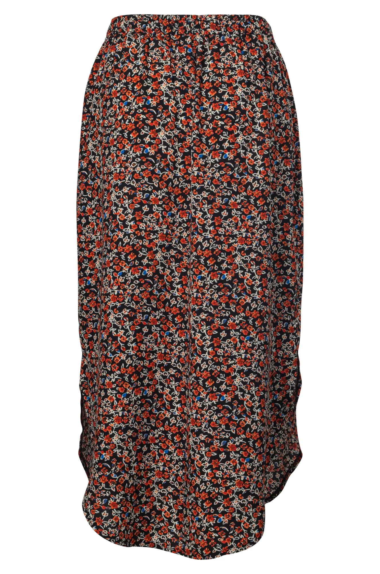 Curved hemline Skirt | Spice Black Mini Floral | 3362A1