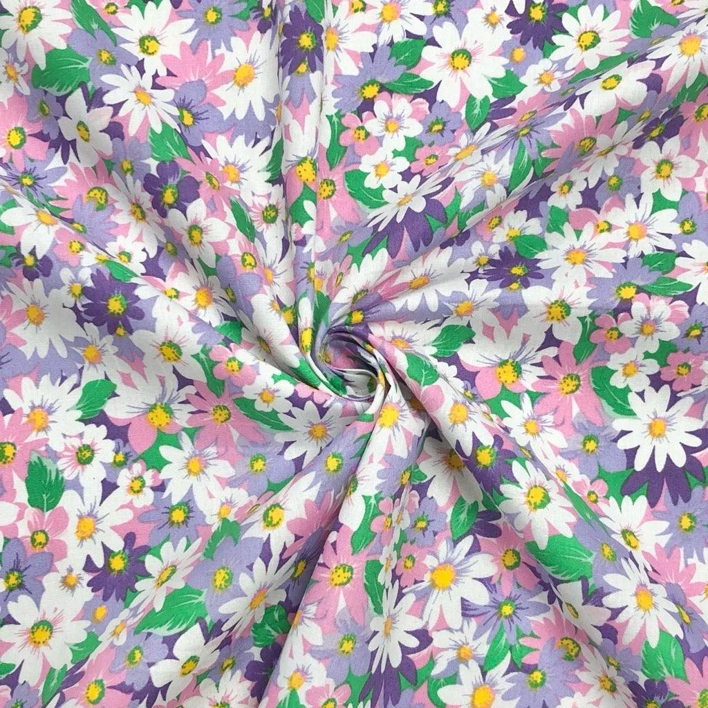 Daisies Garden Cotton Poplin Fabric