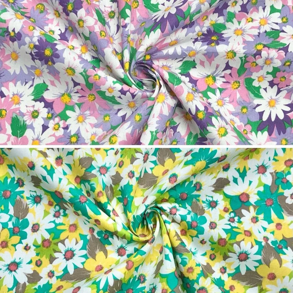 Daisies Garden Cotton Poplin Fabric
