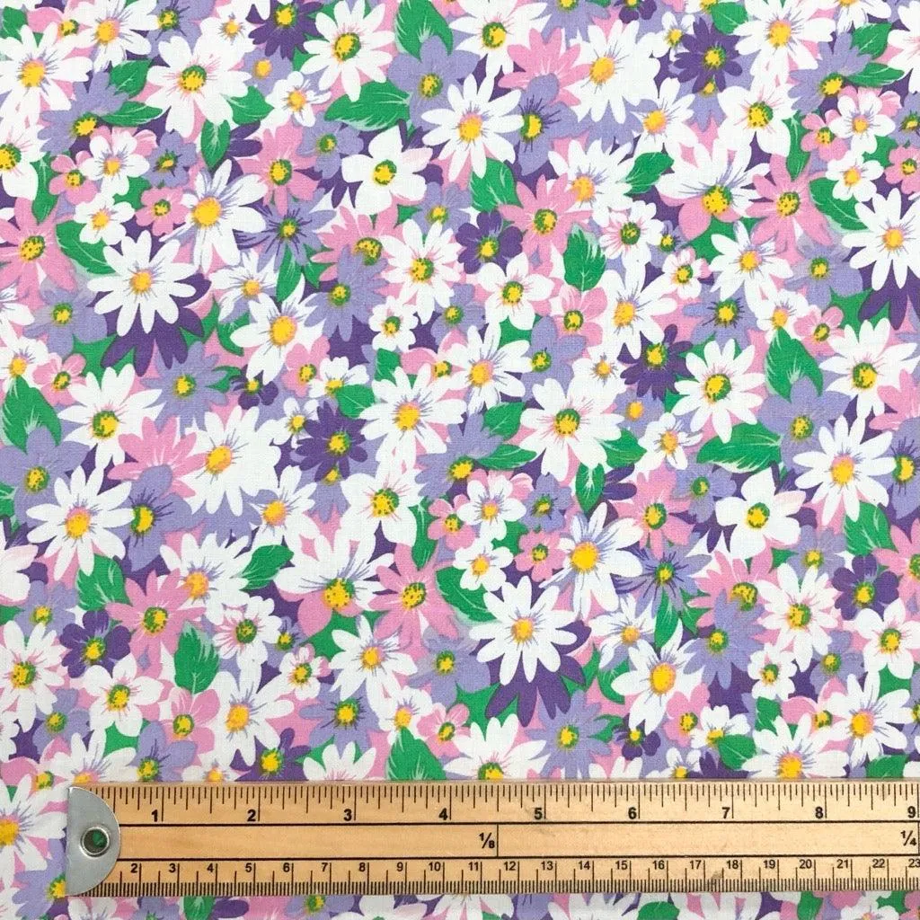 Daisies Garden Cotton Poplin Fabric