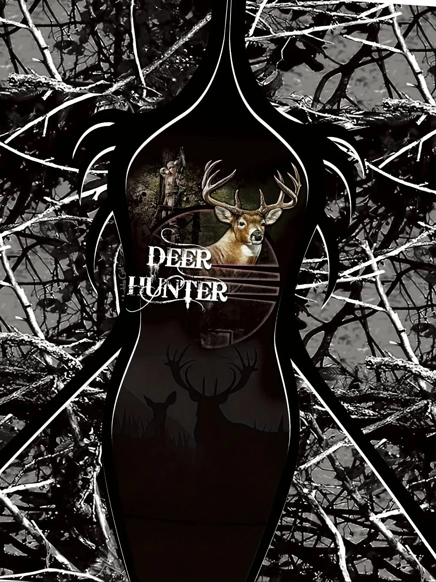 Deer Hunter Print Hoodie, Cool Hoodies For Men