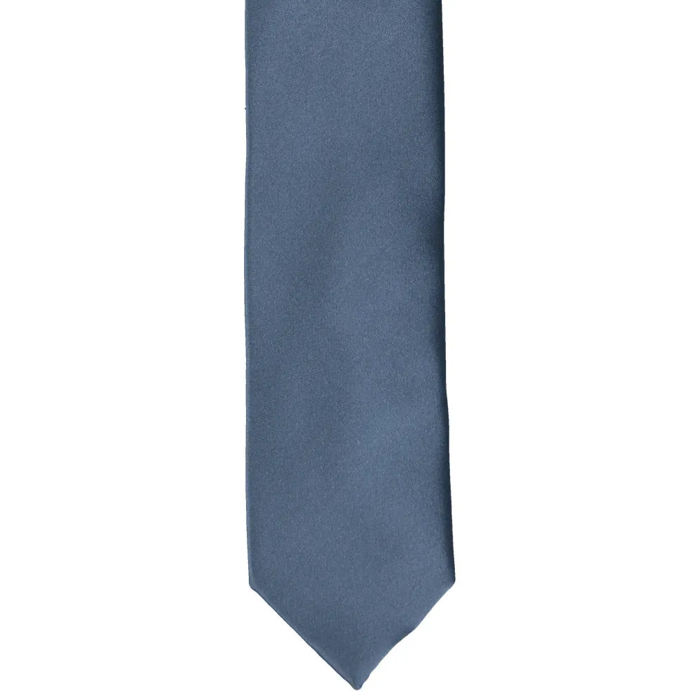 Dusty Blue Premium Skinny Necktie, 2" Width