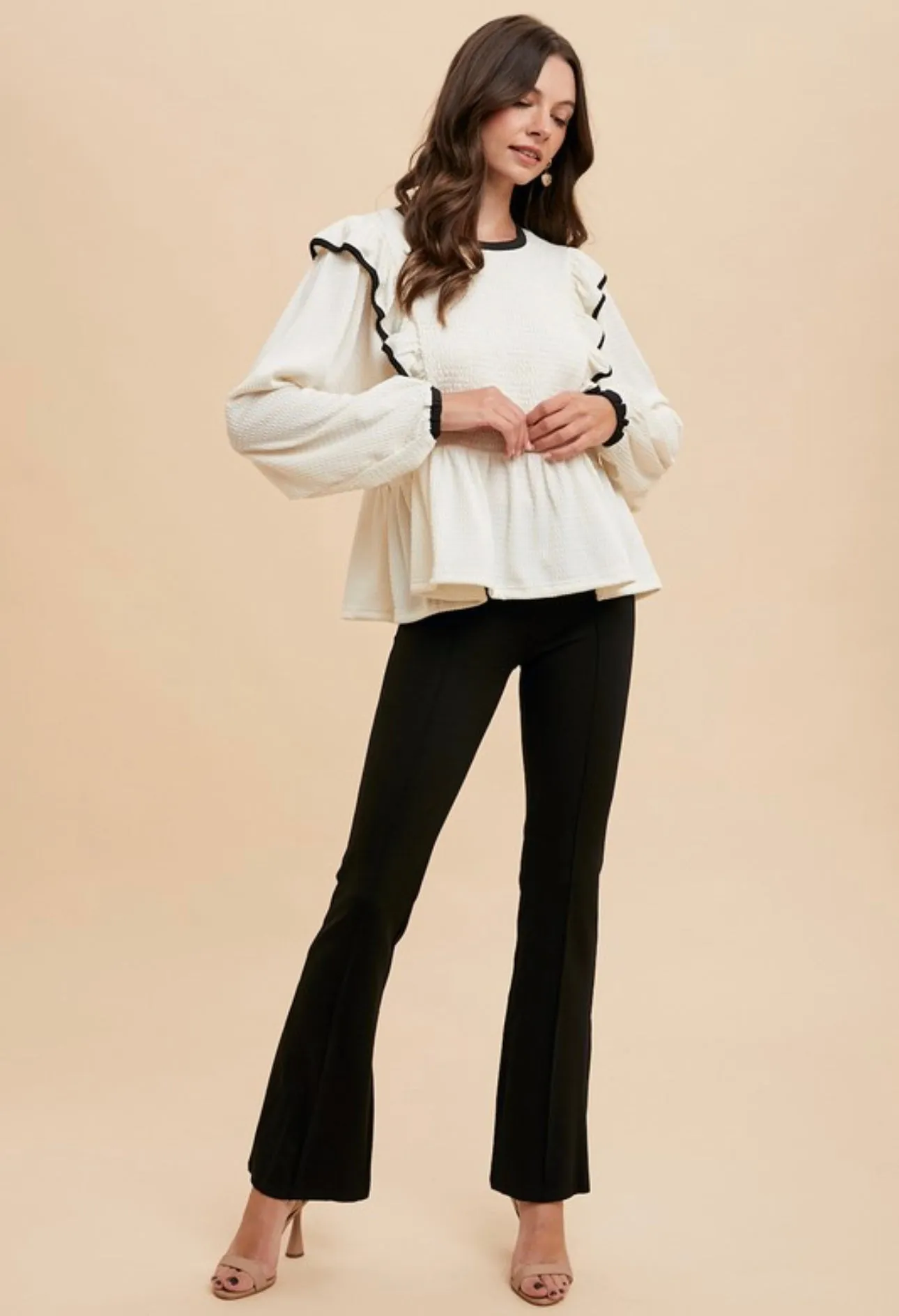 Elegant Views Ruffle Peplum Top