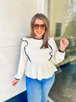 Elegant Views Ruffle Peplum Top