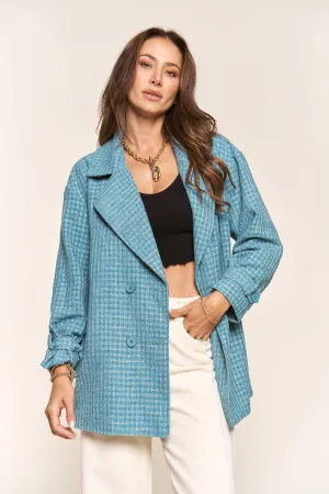 Emerald Sea Velvet Tweed Coat