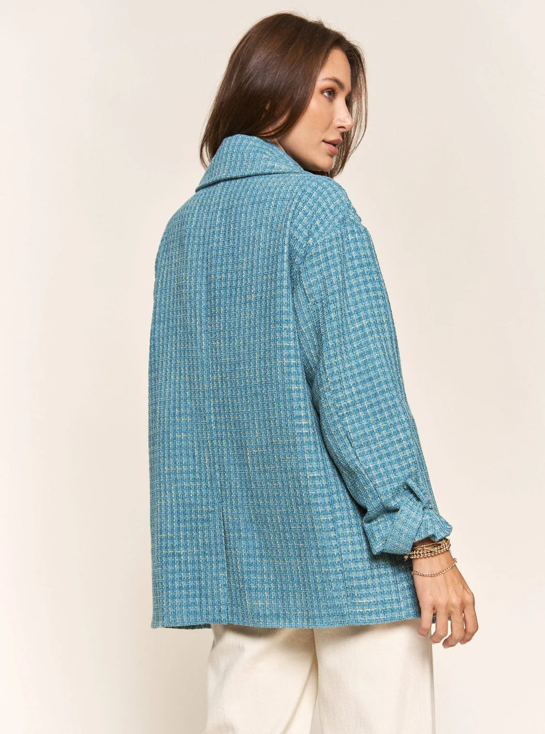 Emerald Sea Velvet Tweed Coat