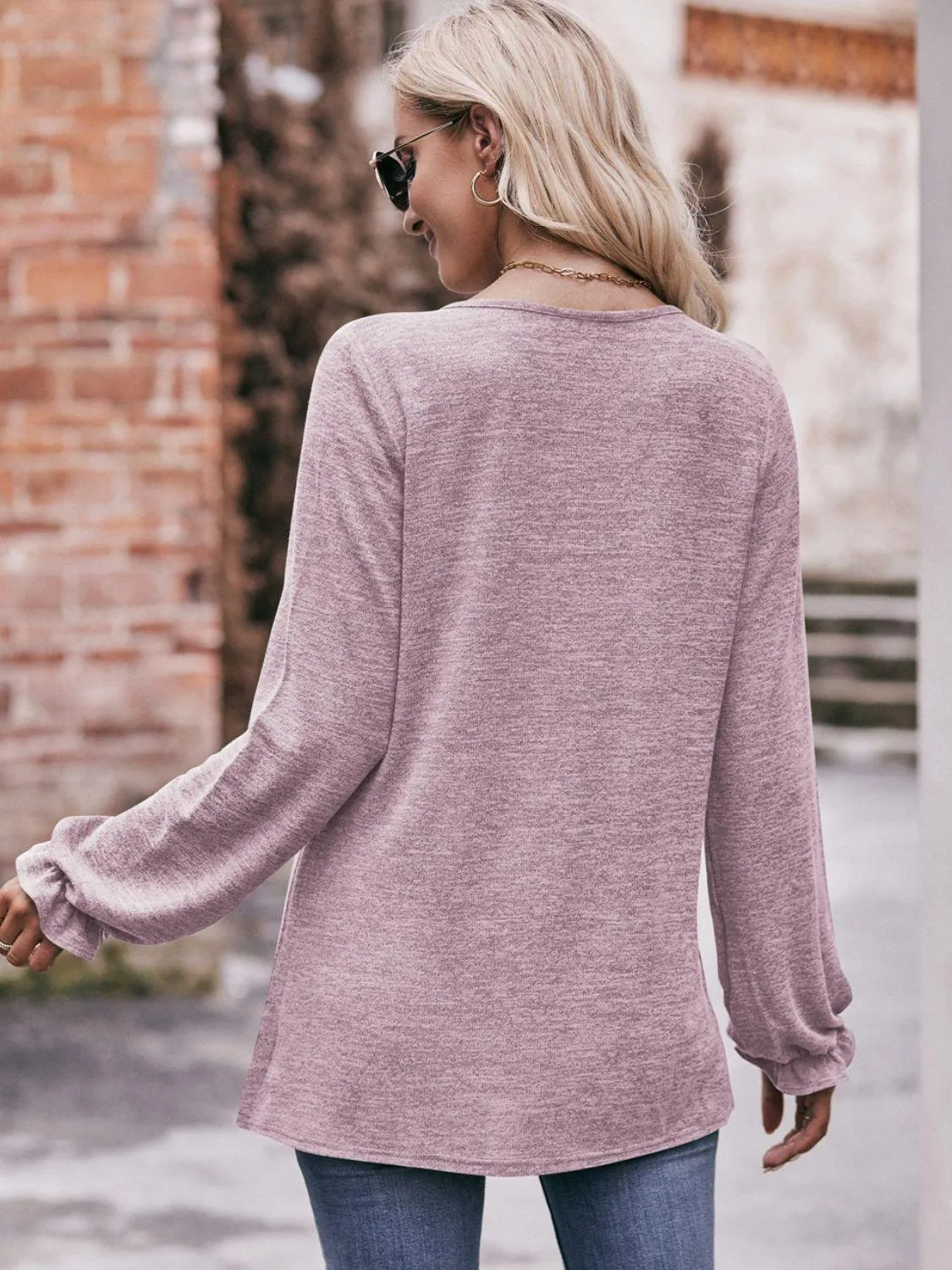 Express Your True Self Crew Neck Long Sleeve Blouse