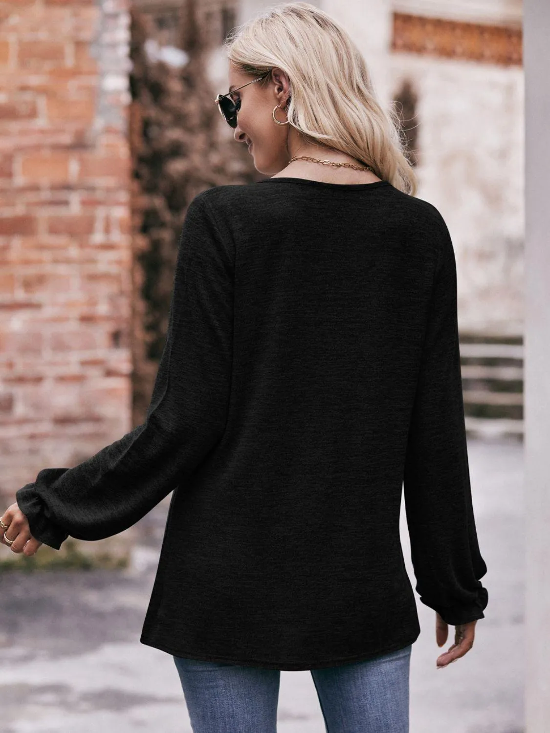 Express Your True Self Crew Neck Long Sleeve Blouse