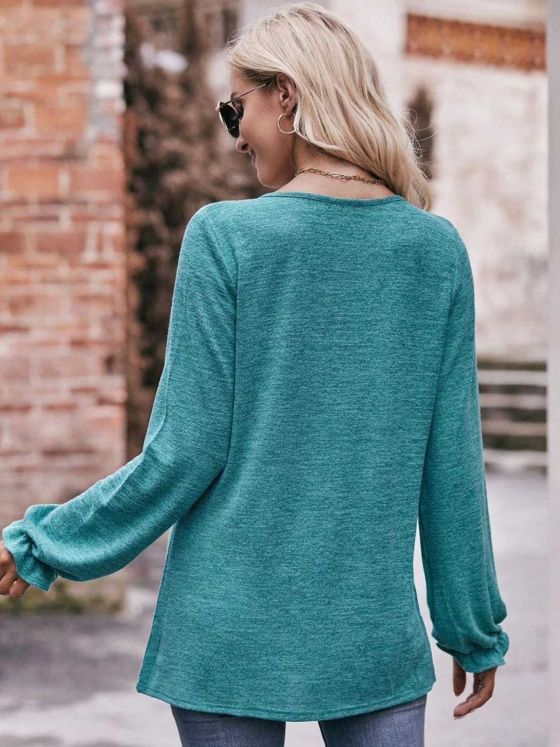 Express Your True Self Crew Neck Long Sleeve Blouse