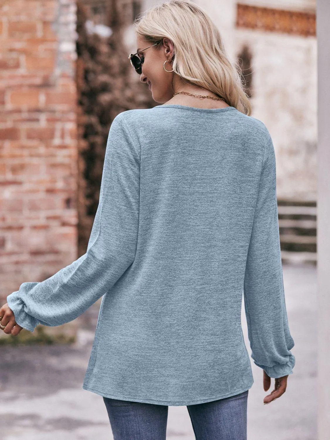 Express Your True Self Crew Neck Long Sleeve Blouse