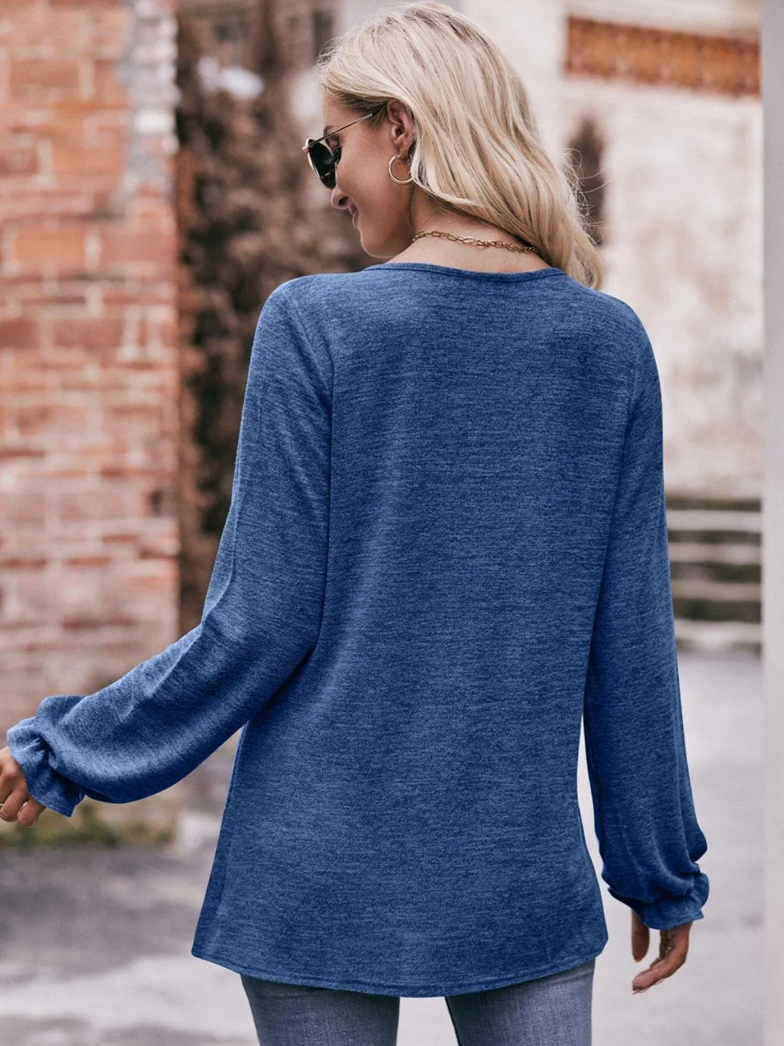 Express Your True Self Crew Neck Long Sleeve Blouse