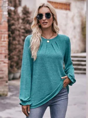 Express Your True Self Crew Neck Long Sleeve Blouse