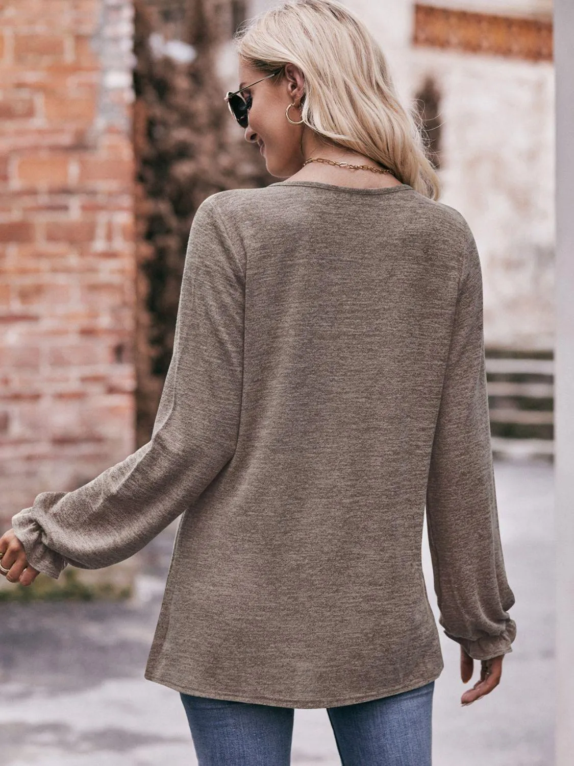 Express Your True Self Crew Neck Long Sleeve Blouse