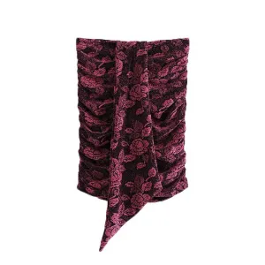 FLORAL PRINT VELVET MINI SKIRT