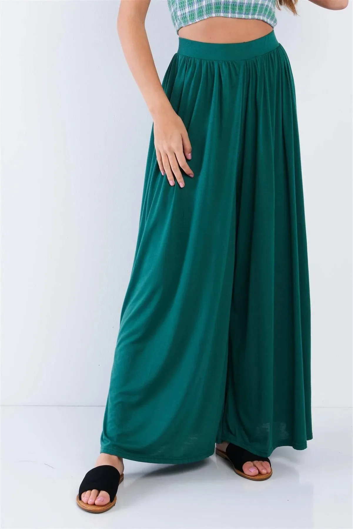 Forest Green Wide Leg Maxi Hipster High Waist Pant /3-2-1