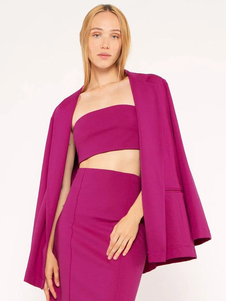 Fuchsia Ponte Knit Oversized Blazer