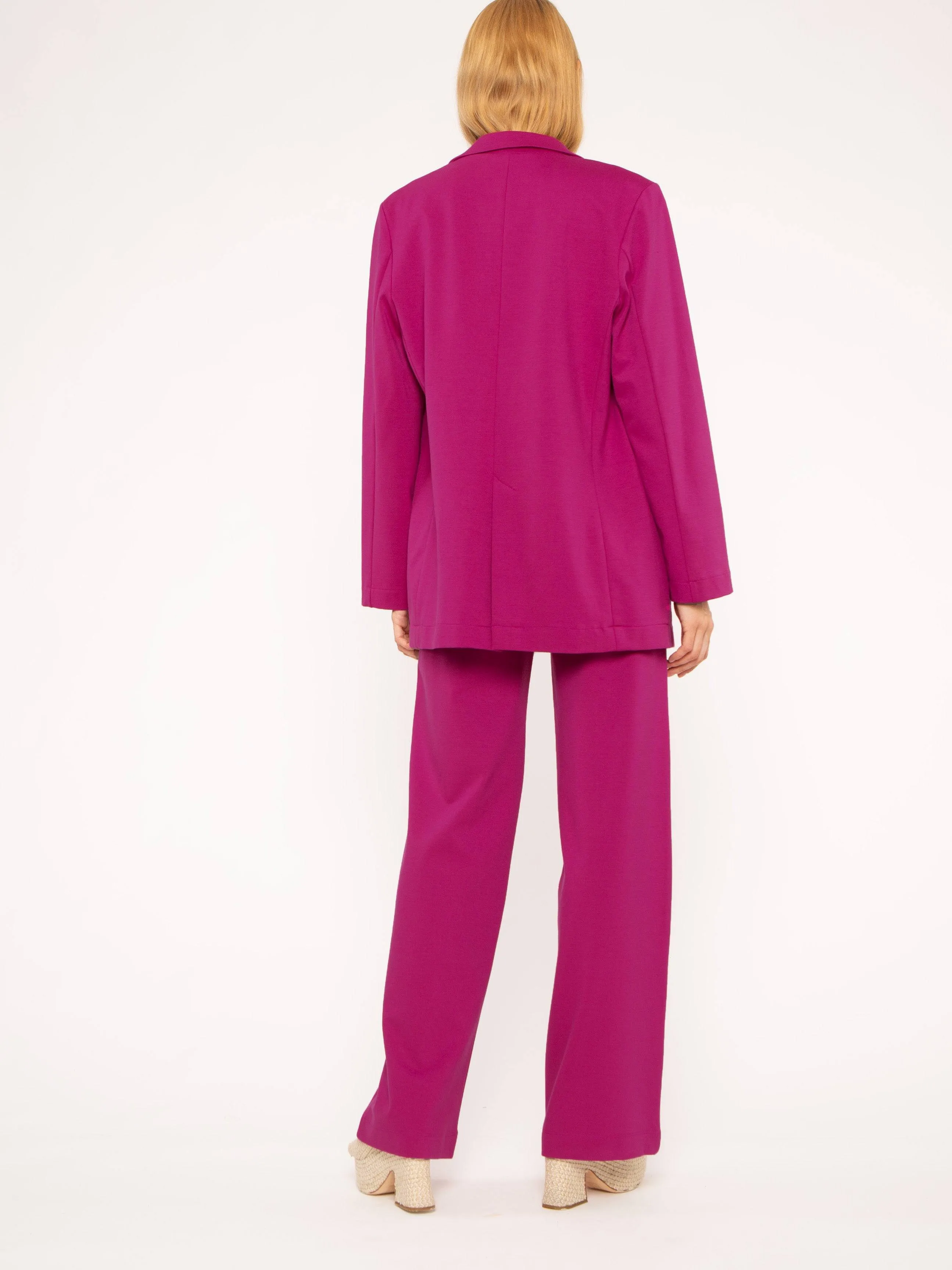 Fuchsia Ponte Knit Oversized Blazer